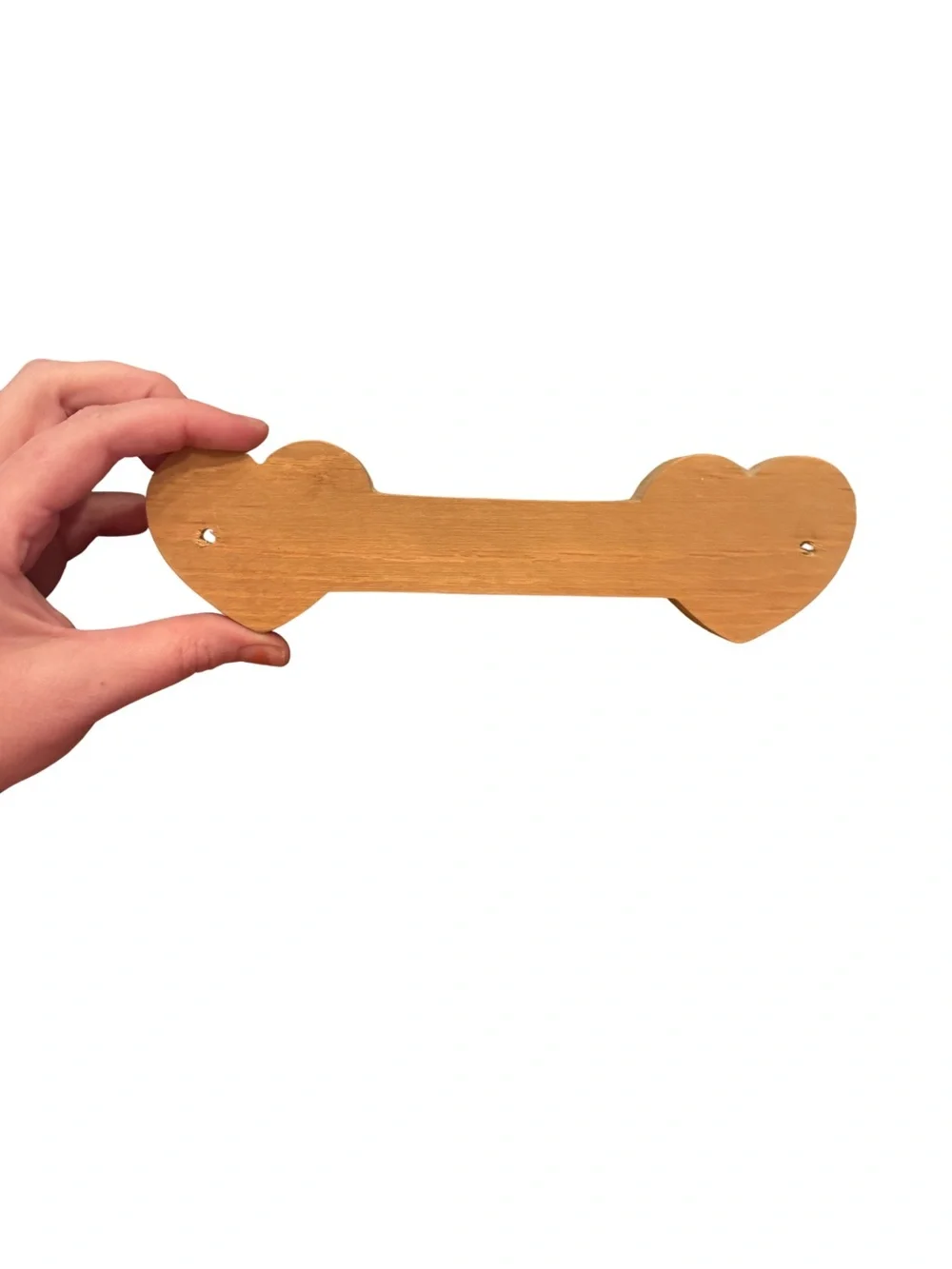 Heart-Shaped Wooden Wall Hook Rack in Natural Brown
